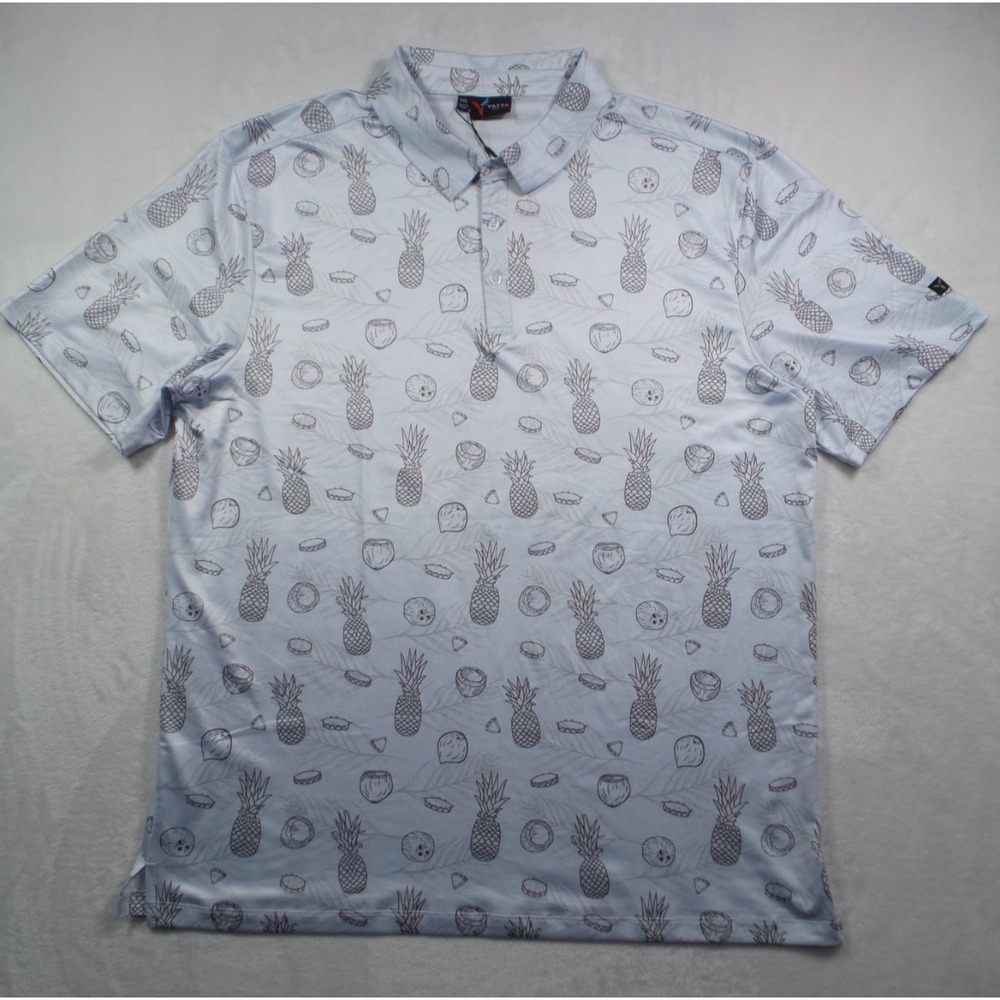 Yatta Golf Shirt‎ Mens Size 2XL Blue Polo Geometric Performance Stretch NWT